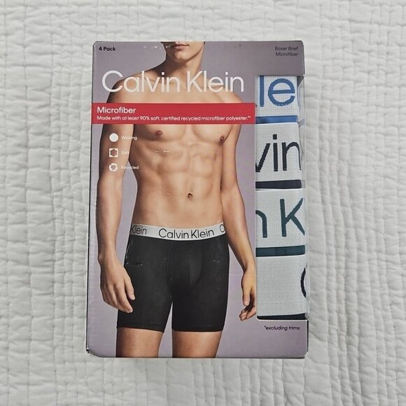 4 Pk Calvin Klein Microfiber Boxer Brief Men's Medium 32-34 Classic Fit NEW NIB - Picture 1 of 16